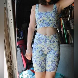 Aeropostale Floral Sports Bra and Biker Shorts Set